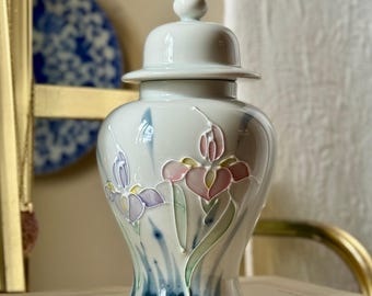 Vintage Otagiri Pastel Floral Ginger Jar