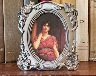 Vintage Etain Zinn Pewter Floral Frame – 3” x 2”