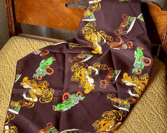 Vintage Antique Cars & Glamorous Woman Novelty Print Square Scarf