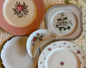 Vintage Floral Plate Wall Bundle Set of 5