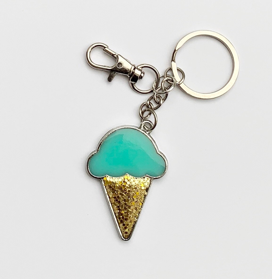 Ice Cream Keyring Cute Gift Unusual Accessories Green Etsy