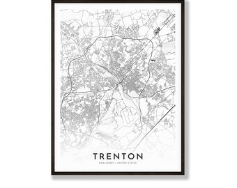 Trenton Map Trenton Map Print Trenton City Road Map Poster New Jersey Map Art Vintage Gift Map