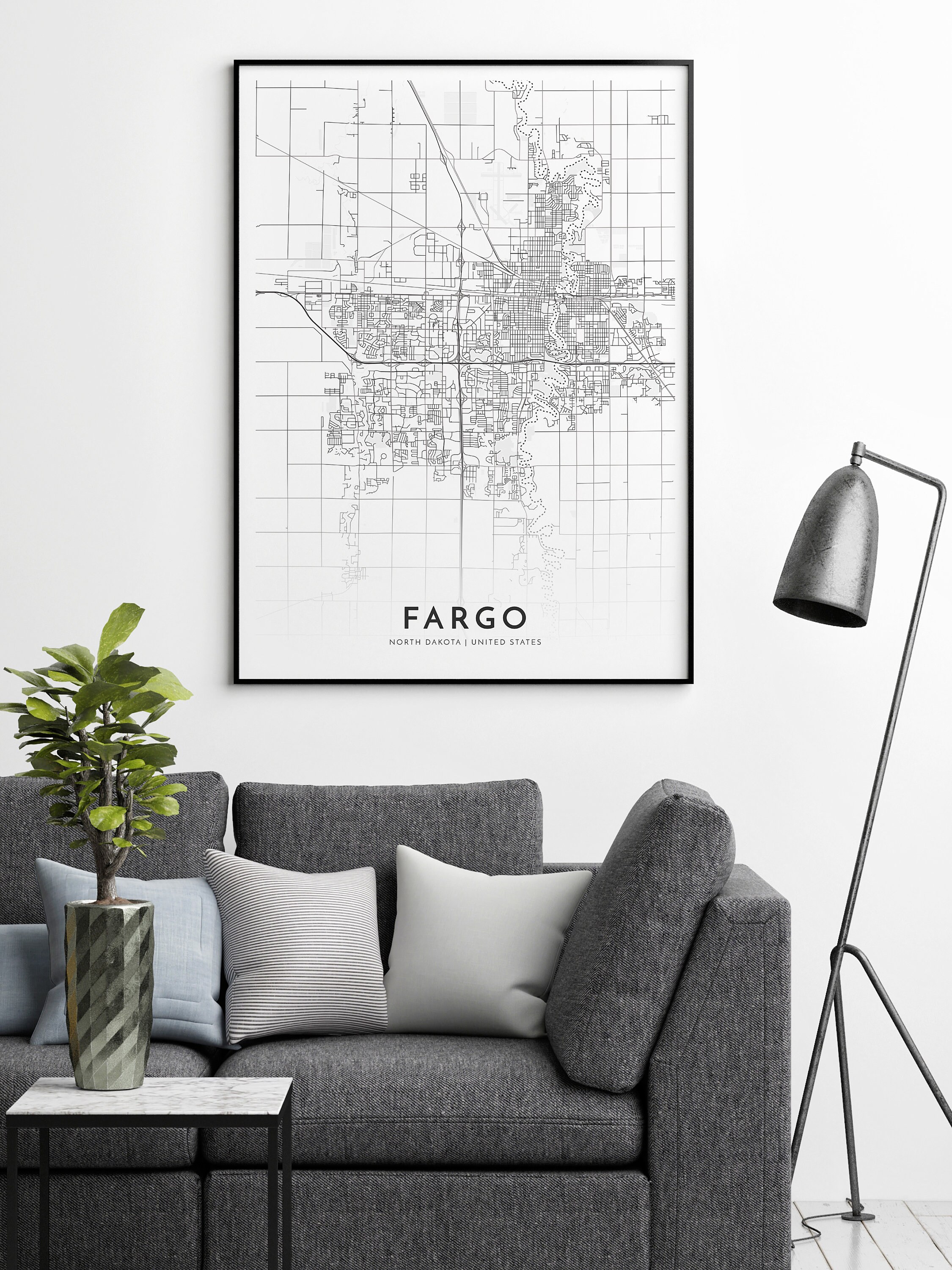 Fargo Karte Fargo North Dakota Stadtkarte drucken Karte | Etsy