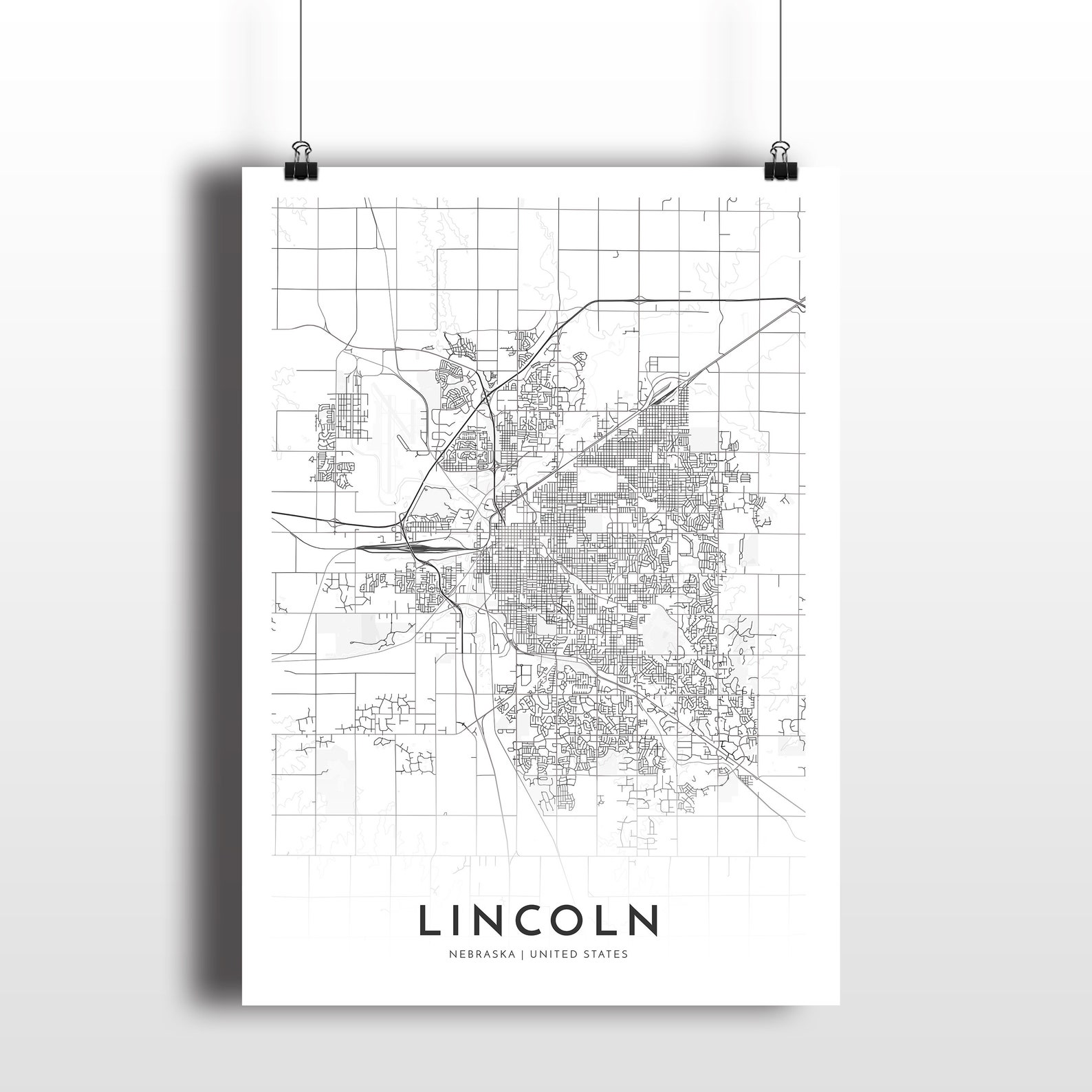 Lincoln map Lincoln Nebraska city map print map poster | Etsy