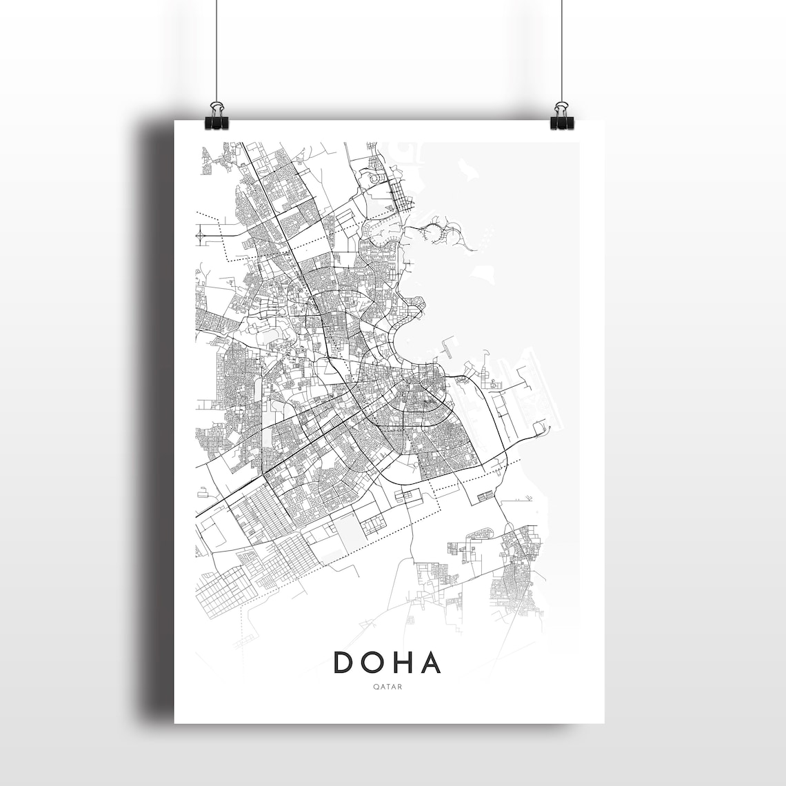 Doha Karte Doha Katar Stadtkarte drucken Karte Poster | Etsy