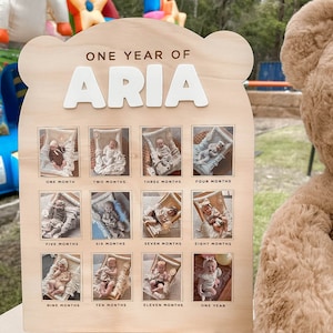 Tablero de primer cumpleaños / Tablero de cumpleaños / Tablero de fotos / Letrero de evento / Primer cumpleaños de bebé / Póster de cumpleaños / Primer cumpleaños / Picnic de osito de peluche