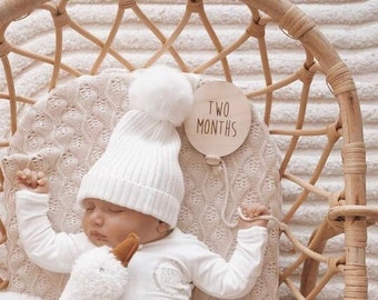 Monthly Milestone Cards, Balloon, Baby Milestone Balloons, Baby Photo Props, Milestone Discs, Birth Announcement, Wooden Milestone Discs
