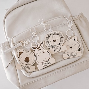 Personalised Animal Bag Tag | Wooden Animal Tags | Kids | Name | School | Accessories | Cute Animals | Custom | Backpack | Back to School