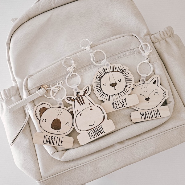 Personalised Animal Bag Tag | Wooden Animal Tags | Kids | Name | School | Accessories | Cute Animals | Custom | Backpack | Back to School