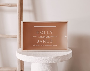 Caja de deseos personalizada para bodas: recuerdo de pino grabado