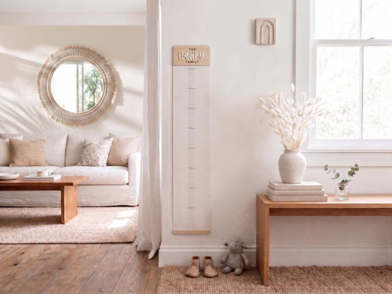 Personalized Family Growth Chart: Canvas Height Ruler, Fabric Growth Chart, Watch Me Grow, Family Height Ruler.