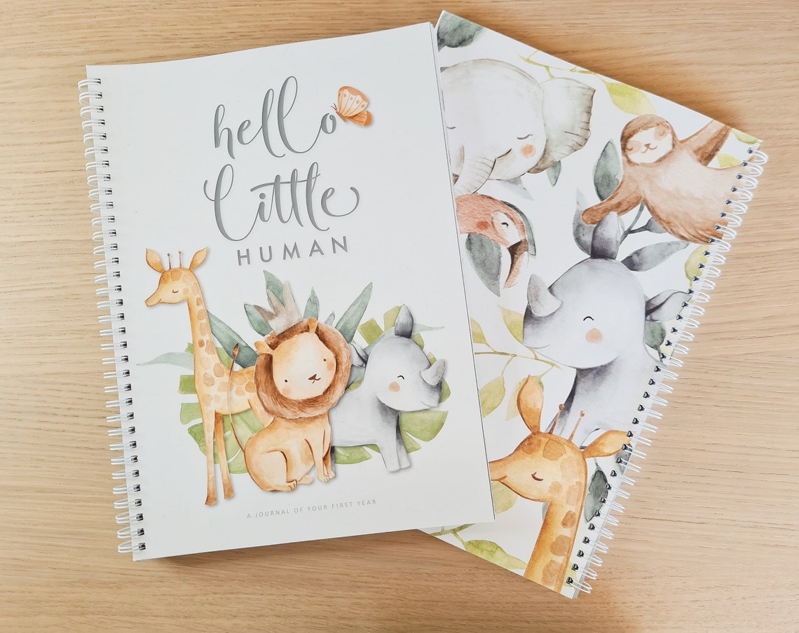 Baby Book Jungle Safari Animals Baby Journal Memory Book Photo Etsy