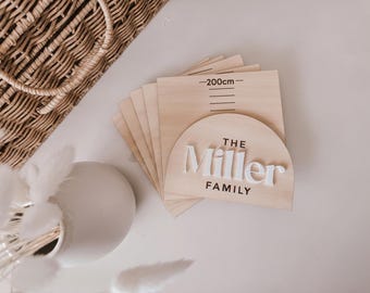 Carnet de croissance personnalisé - taille de la famille - règle de taille - carnet de croissance en bois personnalisé - courbe de croissance - chambre de bébé neutre - minimaliste