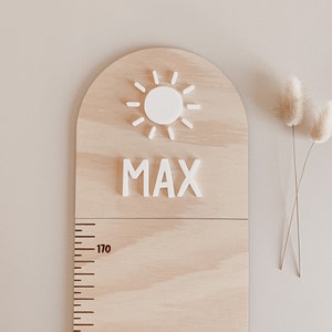 Personalised Growth Chart - Boho Sun - Height Ruler - Personalised Wooden Growth Record - Growth Chart - Neutral Nursery Decor - Minimalist