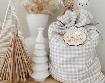 Saco de Papá Noel personalizado / Saco de Papá Noel navideño / Etiqueta navideña / Etiqueta navideña personalizada / Primera Navidad / Calcetín de Papá Noel / Etiqueta para saco