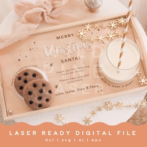 Santa Tablett SVG: Weihnachtsmilch & Kekse Platte Laser Cut Datei (Digitaler Download)
