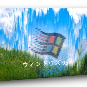 Windows 95 Glitch Konst Estetisk Rumsinredning Vaporwave Väggkanfas Digitalt Tryck Postmodern Heminredning Konstverk