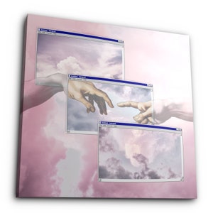 ｃｒｅａｔｉｏｎ　ＩＩ　-　Skapelsen av Adam Fönster 95 Pastellmoln Konst Estetisk Rumsdekor Vaporwave Väggkanfas Digitalt Tryck Hemdesign Konstverk