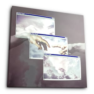 ｃｒｅａｔｉｏｎ　-　Skapelsen av Adam Fönster 95 Pastellmoln Konst Estetisk Rumsdekor Vaporwave Väggkanfas Digitalt Tryck Hemdesign Konstverk