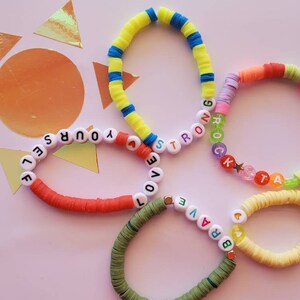 Personalized Clay Beaded Bracelet: Custom Name Friendship Jewelry