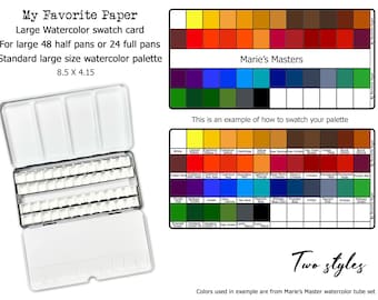 Large Watercolor Palette Swatch Cards