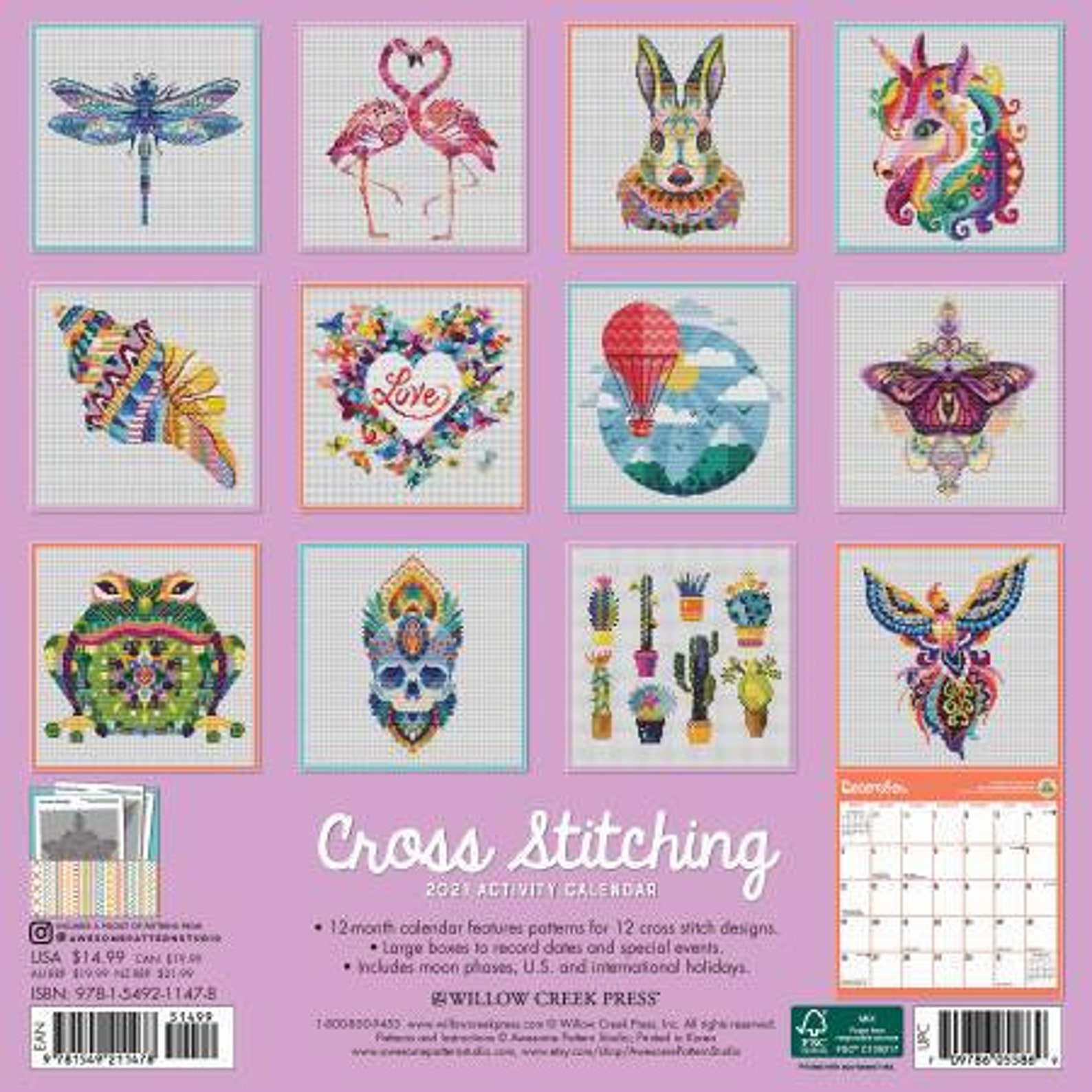 2021 Cross Stitching Wall Calendar Etsy