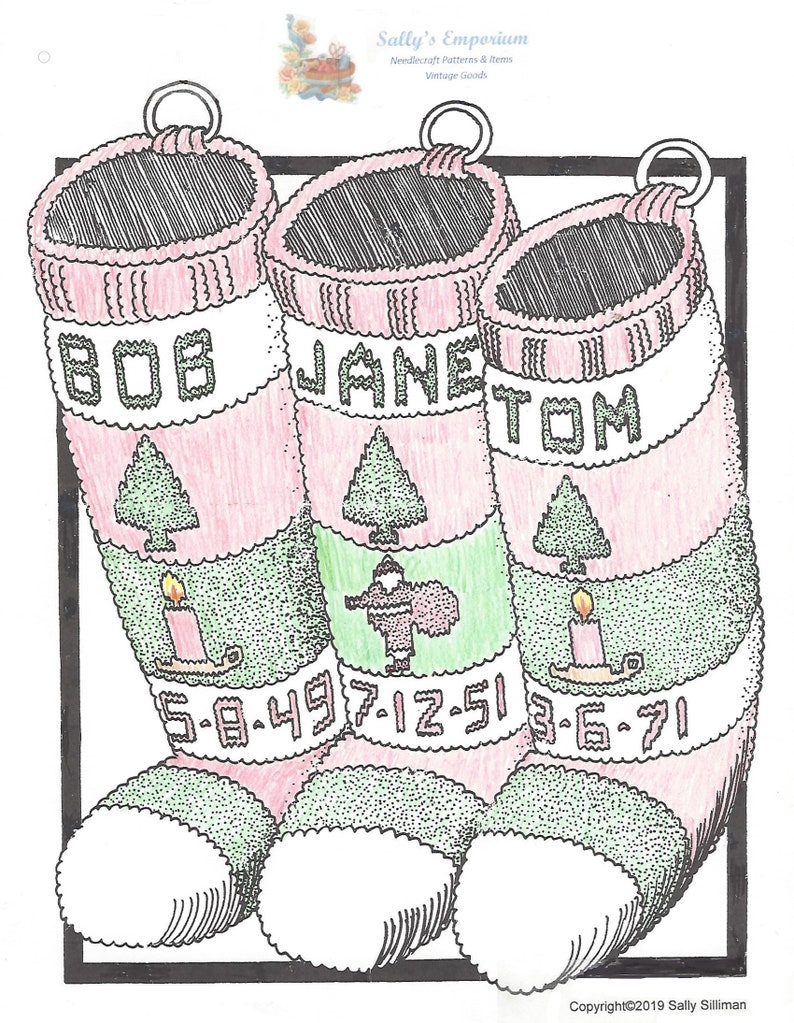 50's Style Christmas Stocking Knitting Pattern - Not a Finished Product ...