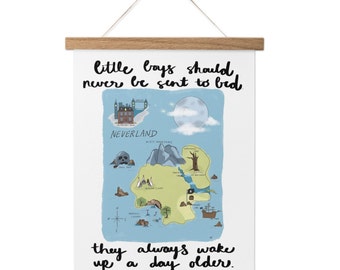 Peter Pan - Neverland Map - Little Boys Never Should Be Sent to Bed - Play Room - Wall Art - Digital Print - Baby Shower Gift - Nursery -