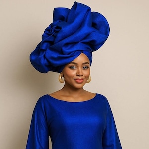Giant Rose Metallic Aso-oke AUTO GELE Made in Nigeria