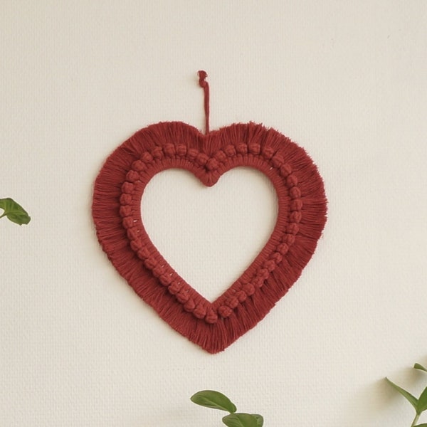 Grand cœur en macramé, décoration en macramé, cadre photo en macramé en forme de cœur, cadeau Saint-Valentin