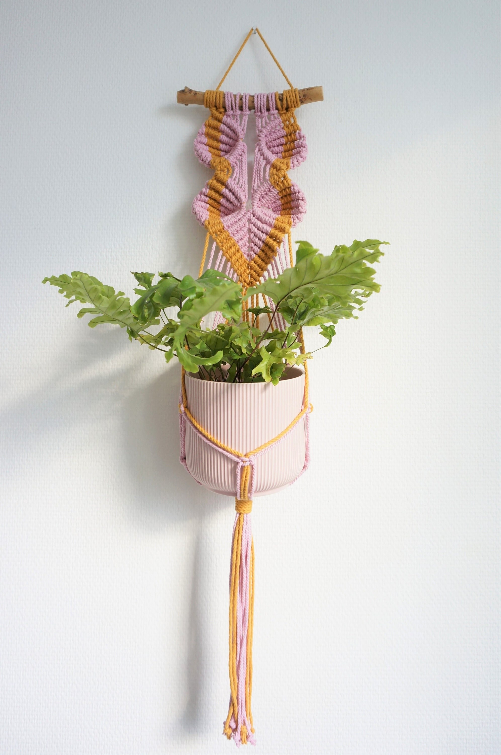 Suspension en Macramé Pour Plante, Suspension Murale Plante Colorée, Motif Feuilles