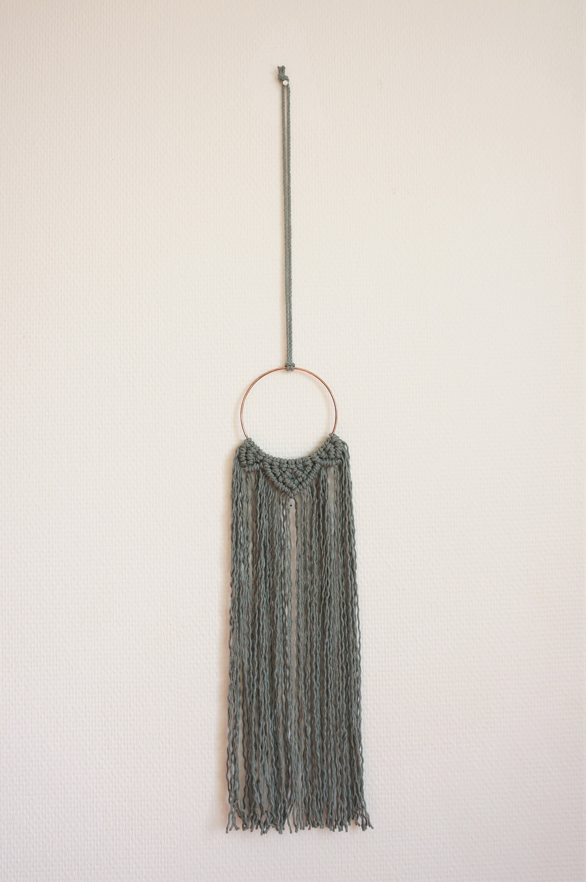 Petite Tenture Macramé, Cercle Décoratif en Décoration Macramé Verte Eucalyptus, Attrape-Rêve