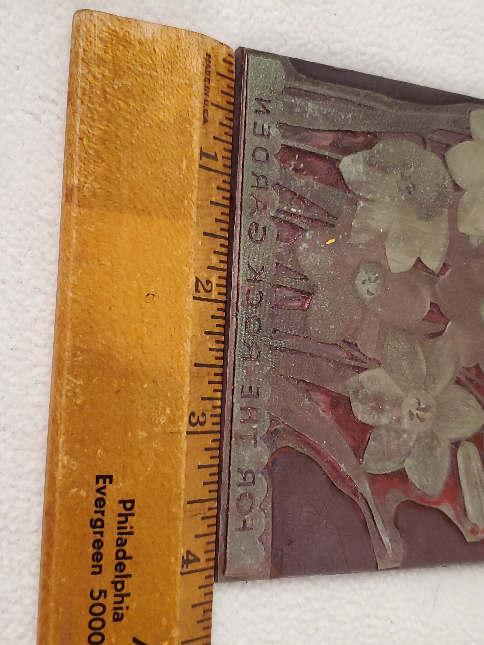 Vintage Etching Engraved Metal Printing Machine Press Plate Stamp