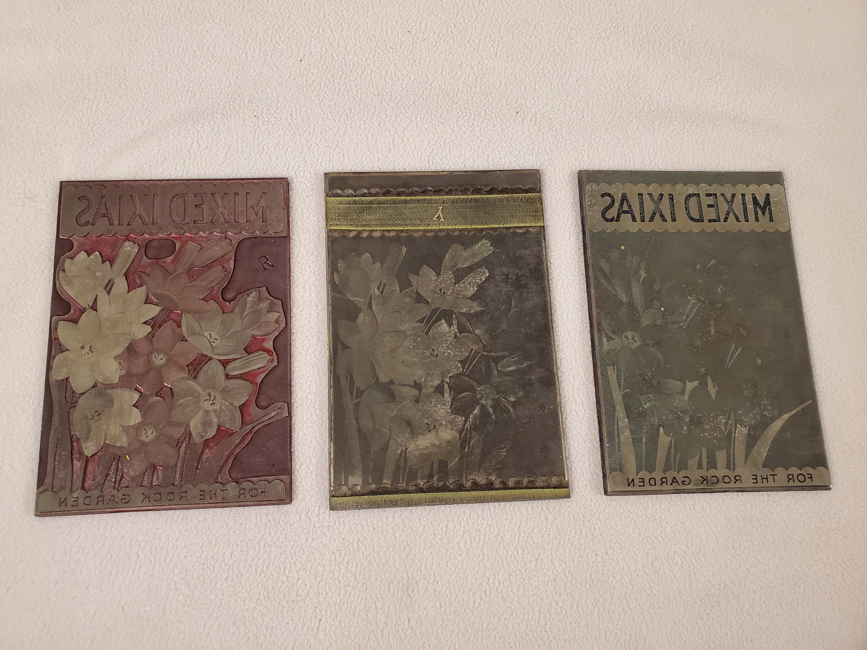 Vintage Etching Engraved Metal Printing Machine Press Plate Stamp