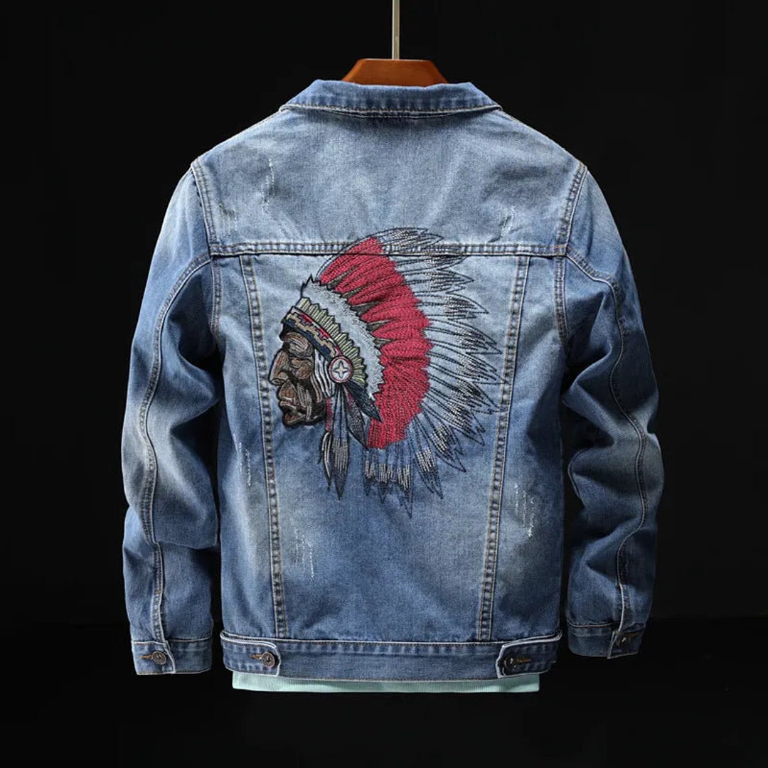 Native American Denim Jacket - Etsy