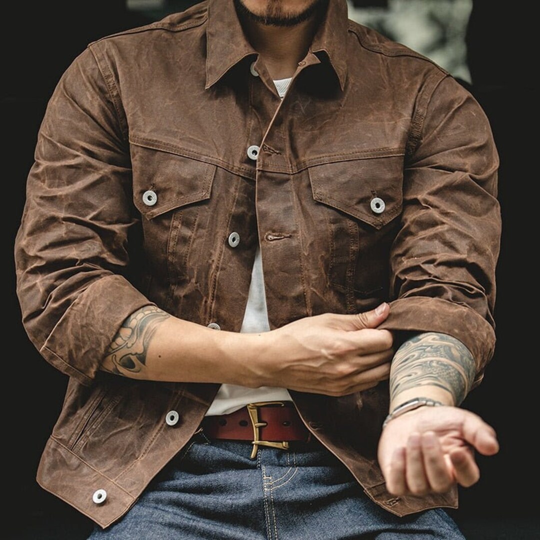 RED BARN TAHOE Jacket Oil Waxed Canvas Cotton Jacketslim Fit Etsy