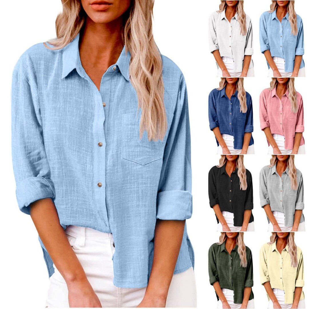 Cotton Linen Women Clothing Comfortable Long Sleeve New Shirts - Etsy