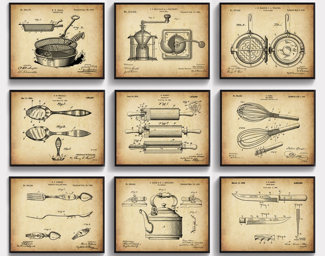 9 Vintage Kitchen Wall Decor, Home Decor, Cooking Tool, Housewarming