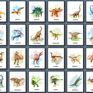 Set 24 Of Dinosaurs Collection Dinosaurs With Names Educational Art Artwork For Children Room Learn Dinosaurs Kids Room Decoration