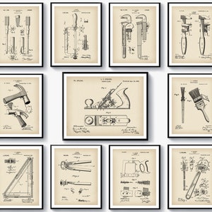 11 Workshop Patent Posters Garage Wall Decor Handyman Gift Boss Gift Carpenter Gift Carpentry Art Instruments Blueprint Housewarming Gift