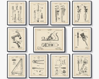 11 Workshop Patent Posters Garage Wall Decor Handyman Gift Boss Gift Carpenter Gift Carpentry Art Instruments Blueprint Housewarming Gift