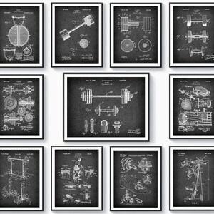 11 Bodybuilding Art Patents, Vintage Exercise Patent, Gym Equipment Blueprint, Weightlifting Art, Sports Wall Decor, Fitness Trainer Gift