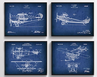 4 Luftfahrt Kunst Flugzeug Patent Art Vintage Flugzeug Blaupause Air Force Wand Dekor Pilot Geschenk Home Wand Dekor Jungen Zimmer Dekor Steward Geschenk