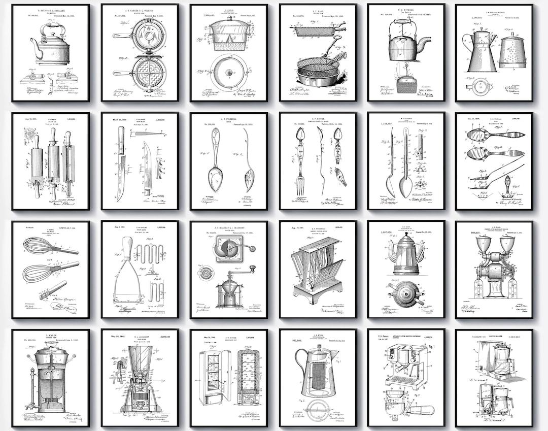 24 Kitchen Patent Art Canteen Blueprint Cuisine Art Kitchenette ...