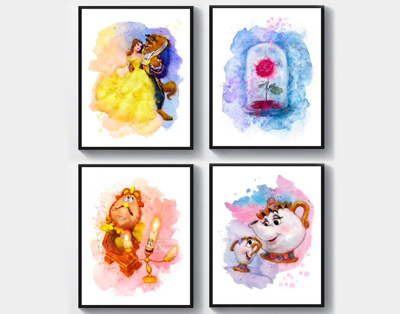 Beauty And The Beast Print Girls Room Decor Princess Belle Etsy