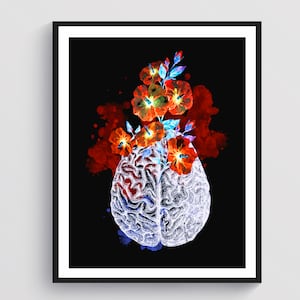 Anatomical Brain Art Medical Painting Anatomy Art Neurology Art Neuroscience Art Medical Gift Psychologist Gift Scientist Gift