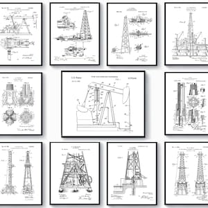 11 Oil Drill Rig Patent Art Well Drill Blueprint Petroleum Industry Poster Petrol Technology Art Prospector Gift Engineer Gift Office Decor