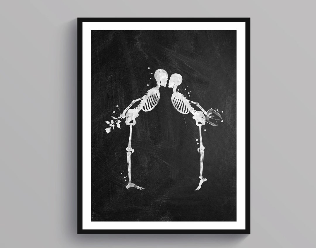 Kissing Art Skeletons Art Couple Art Romantic Artwork Goth Room Decor