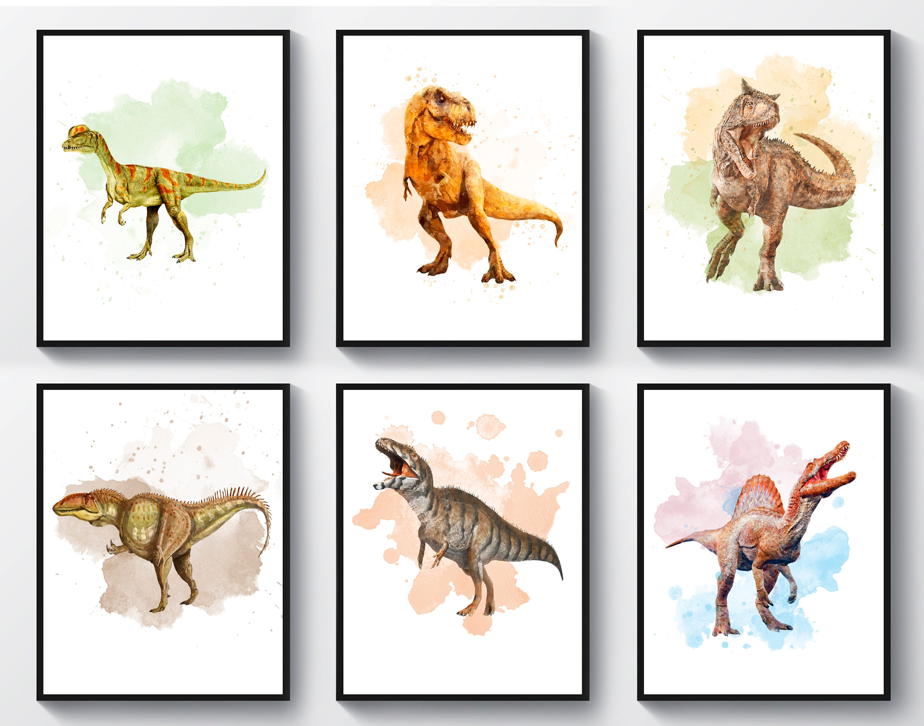 6 Dinosaurios carnívoros Carteles Arte de acuarela - Etsy México 6 Dinosaurios carnívoros Carteles Arte de acuarela - Etsy México