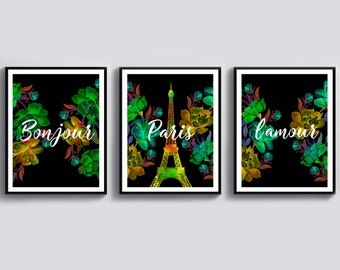Pariskonst Romantisk konstposter Eiffeltornets teckning Paris väggdekor Kärlekskonst Reseväggkonst Inflyttningspresent Kontorsväggdekor